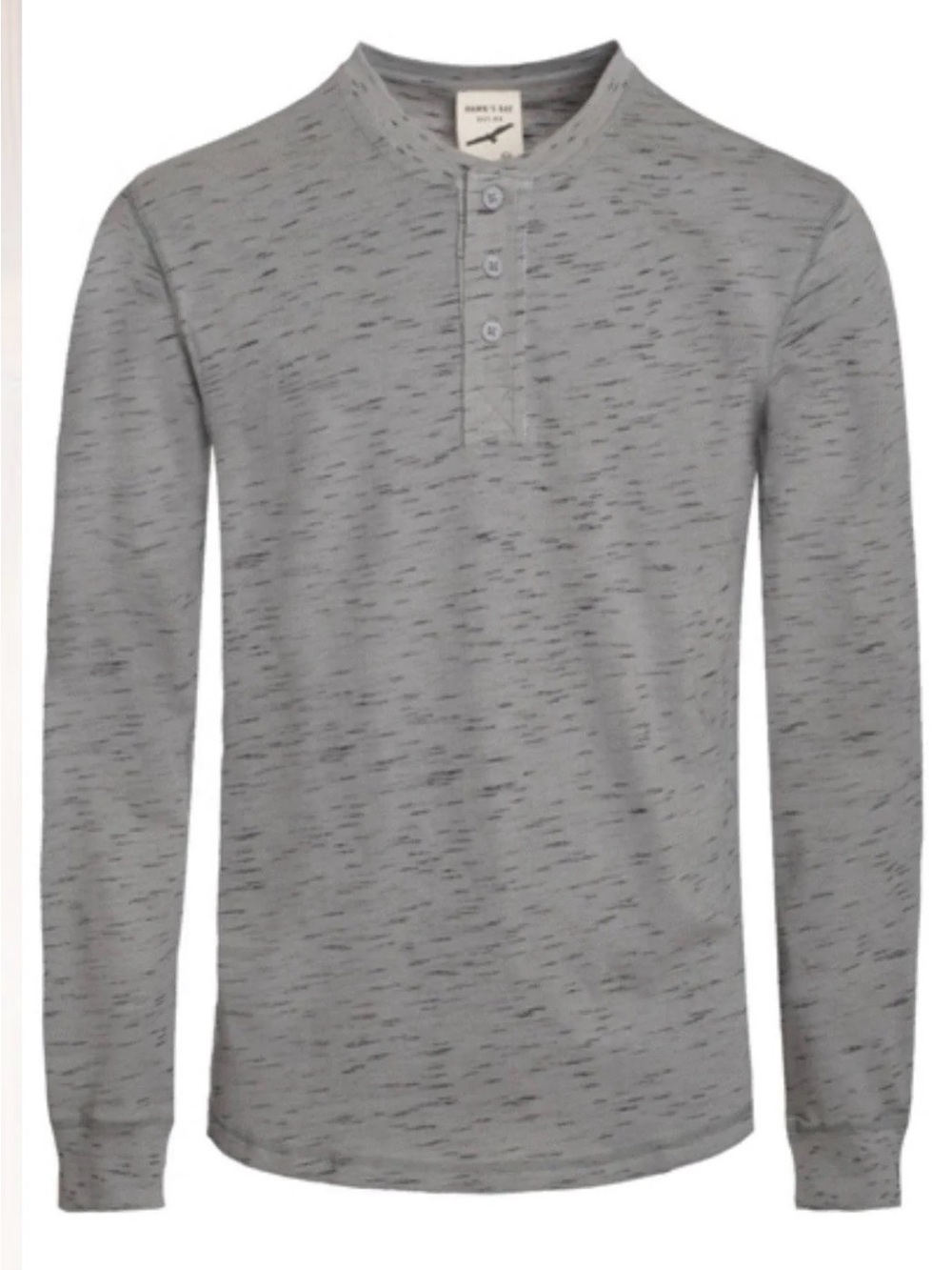 Men's Long-Sleeve Gray Space-Dye Henley Shirt